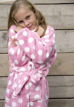 Little pink dottie / kinder badjas - XL (11-13 jaar) - Print | Gr. XL (11-13 jaar)