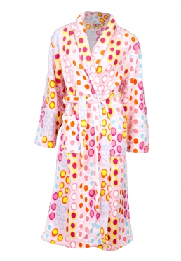 Roze bolletjes badjas / lange badjas - L - Roze | Gr. l