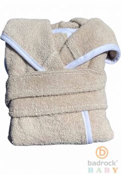 Babybademantel Frottee Beige – mit Kapuze