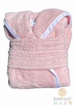 Babybademantel Frottee Pastell rosa – mit Kapuze