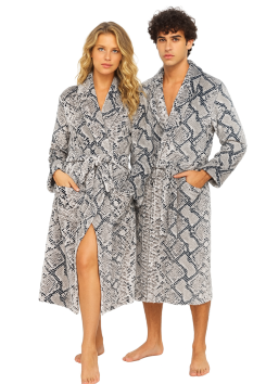 Fleece-Bademantel mit Schlangenprint