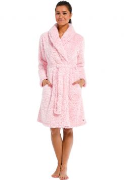 Kurzer flauschiger Fleece Bademantel rosa - Rebelle