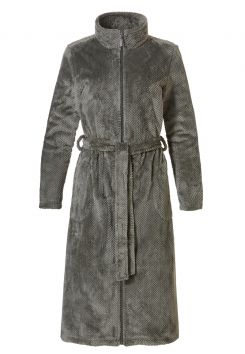 Damenbademantel Reißverschluss Olivengrün - Fleece
