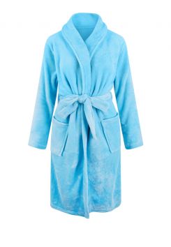 Fleece Bademantel Hellblau