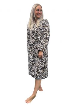 Damenbademantel Leopard - Fleece