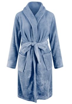 Fleece Bademantel Jeansblau