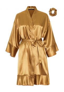 Ruffle Kimono Gold – Satin-Optik