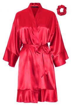 Ruffle Kimono Rot – Satin-Optik