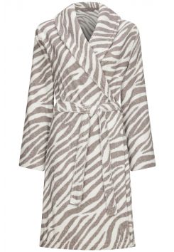 Zebra Damenbademantel Taupe - Fleece 