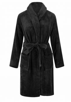 Fleece Bademantel Schwarz