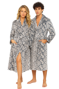 Fleece-Bademantel mit Schlangenprint