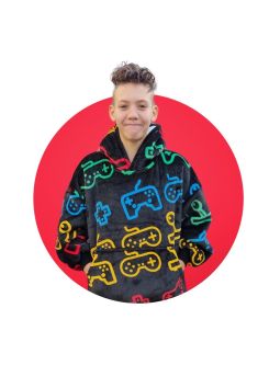Tragbare Decke mit Kapuze & Ärmeln – Kinder – Gaming