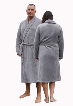 Fleece Bademantel Taupe