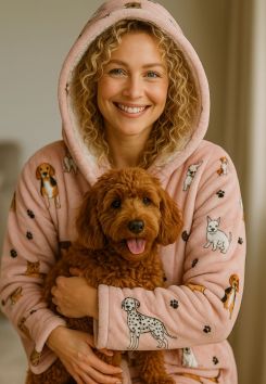 Bademantel Hunden mit Kapuze – Fleece – luxuriöses Futter - Badrock