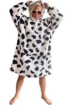 Kuh-Print Snuggie Fleece mit Hoodie