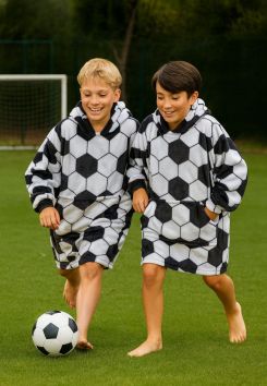 Tragbare Decke mit Kapuze & Ärmeln – Kinder – Fußball