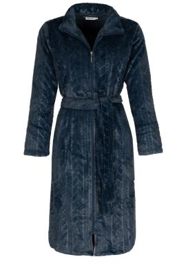Damen-Bademantel mit Reißverschluss – Blau – Fleece – Pastunette