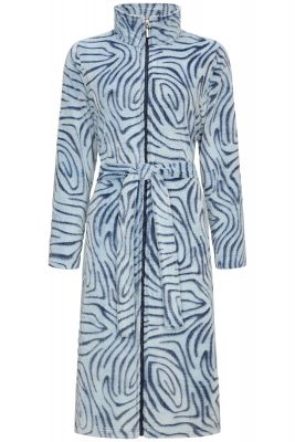 Blauer Fleece Damenbademantel Reißverschluss – Art-Dessin