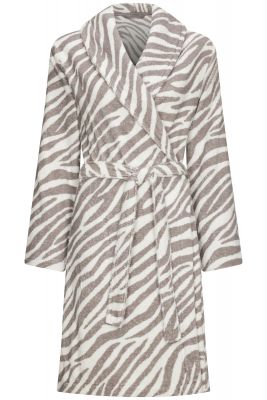 Zebra Damenbademantel Taupe - Fleece 