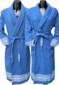 Blauer Hamam Bademantel für die Sauna 