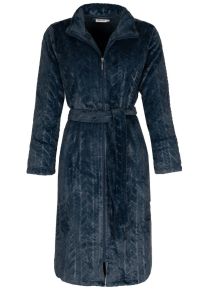 Damen-Bademantel mit Reißverschluss – Blau – Fleece – Pastunette