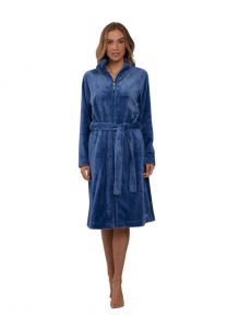 Damen-Bademantel mit Reißverschluss – Blau – Fleece – Pastunette