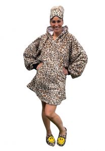 Snuggie mit Kapuze - Fleece Poncho - Leopard