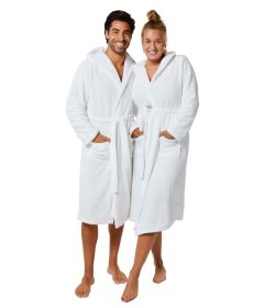 Witte fleece badjas met capuchon