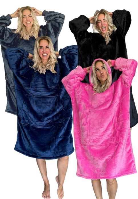 Tragbare Decke EXTRA lang mit Kapuze Ärmeln