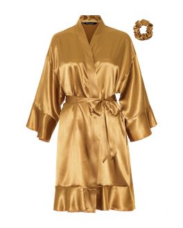 Ruffle Kimono Gold – Satin-Optik