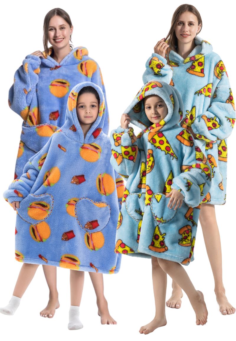 Badrock Draagbare deken met capuchon - pizza & hamburger lovers-Hamburger-S-XXL - Hamburger | Gr. S-XXL (volwassenen)