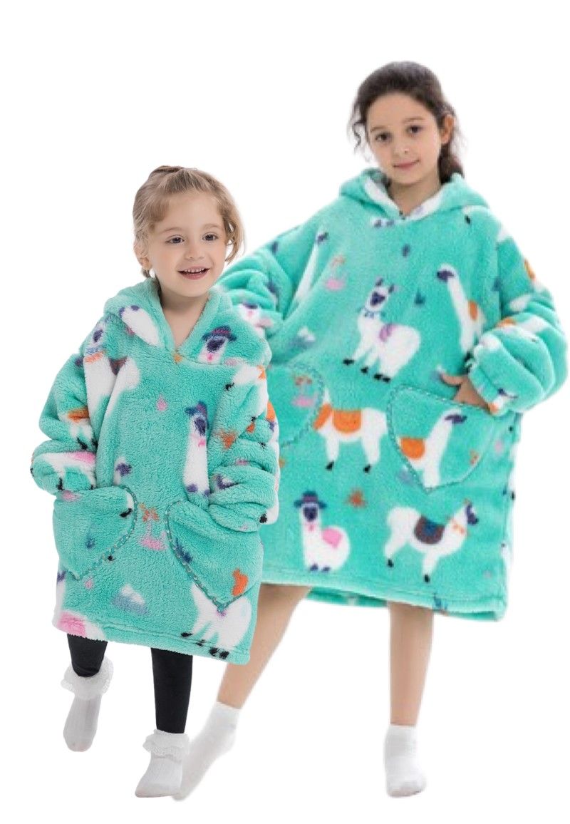 Comvie Alpaca deken kind met capuchon - fleece poncho-98 t/m 128 (ca.3-7 jaar) - Gr. 98 t/m 128 (ca.3-7 jaar)