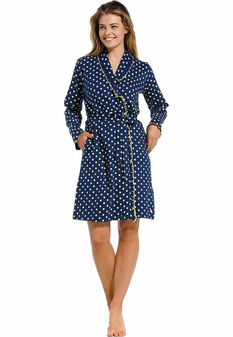 Pastunette Dunne damesbadjas stippen katoen-S (36/38) - Blauw | Gr. S (36/38)