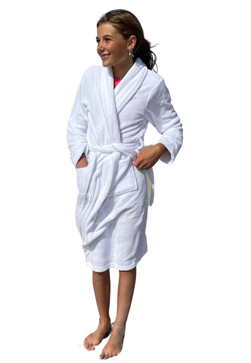 Relax Company Witte kinderbadjas fleece -110/116 (S) - Wit | Gr. 110/116 (S)