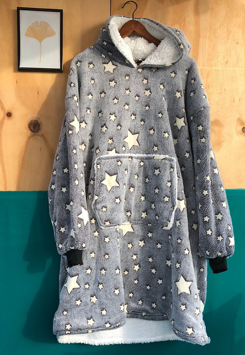 Badrock Hoodie Decke mit Ärmeln und Kapuze - Glow in the dark - Grijze | Gr. one size (36-42)