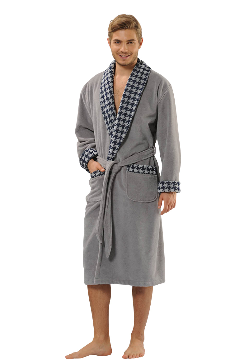 Luxe kamerjas heren marineblauw-grijs-l - Grijze | Gr. l