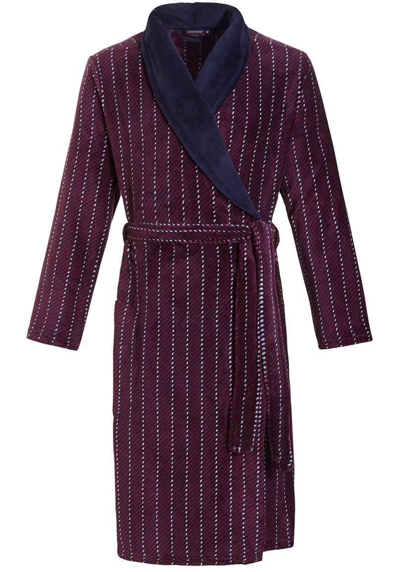 Pastunette Bordeaux rode heren badjas met streepdessin-s - Gr. s