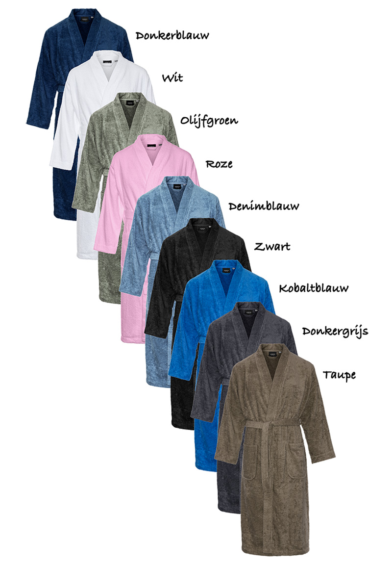 Comvie Sauna kimono met naam borduren - 9 kleuren-2XL/3XL-donkerblauw - Donkerblauw | Gr. 2XL/3XL