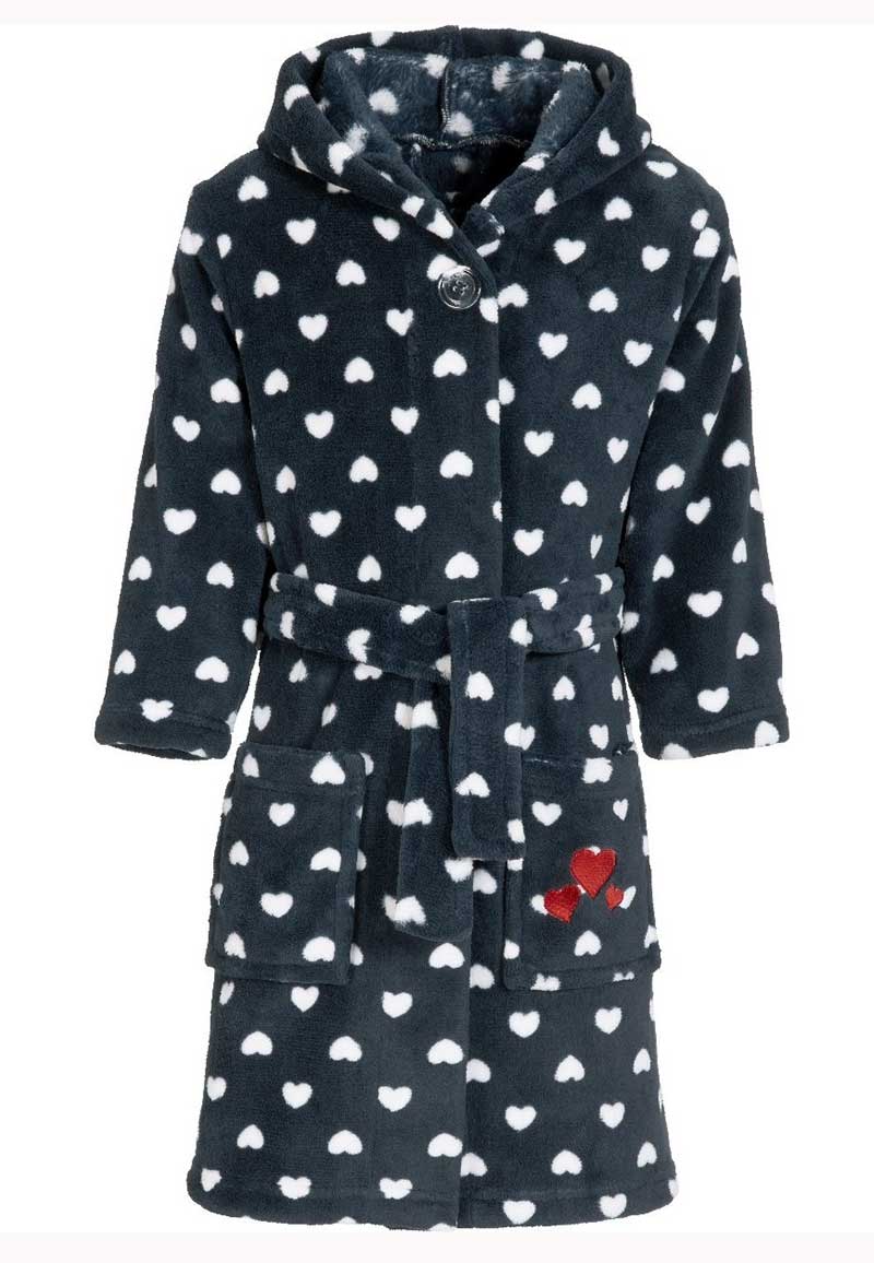 Playshoes Hartjes kinderbadjas met capuchon-98/104 - Blauw | Gr. 98/104