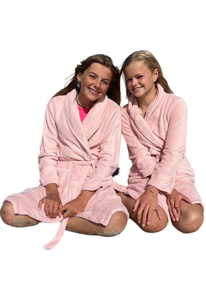 Relax Company Oud roze kinderbadjas fleece-110/116 (S) - Roze | Gr. 110/116 (S)