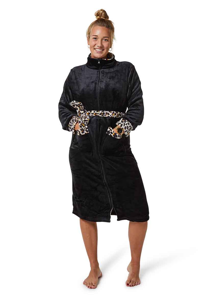 Badrock Badjas zwart met ritssluiting-s/m - Zwart | Gr. s/m