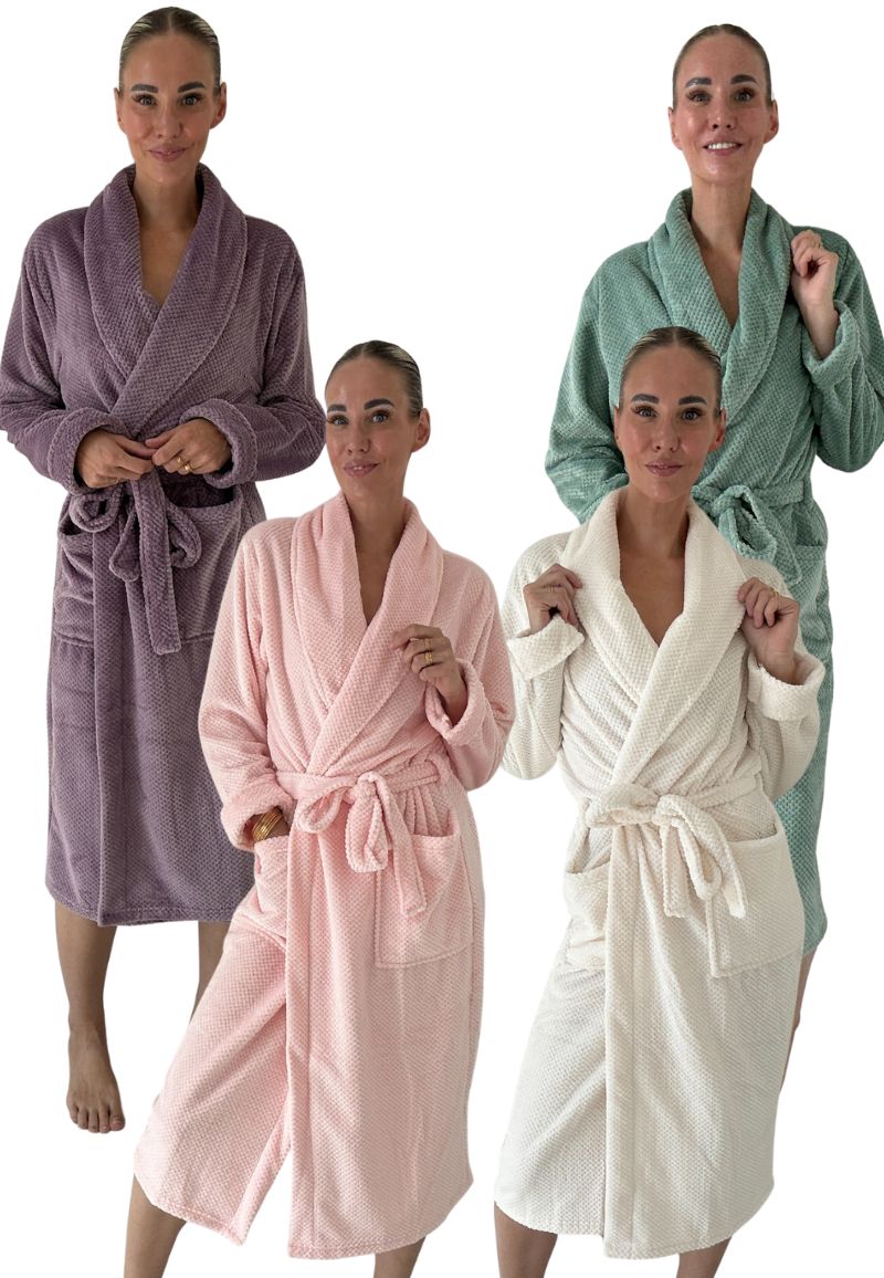 Badjas dames LingaDore - fleece - 4 kleuren-creme-s/m - Creme | Gr. s/m