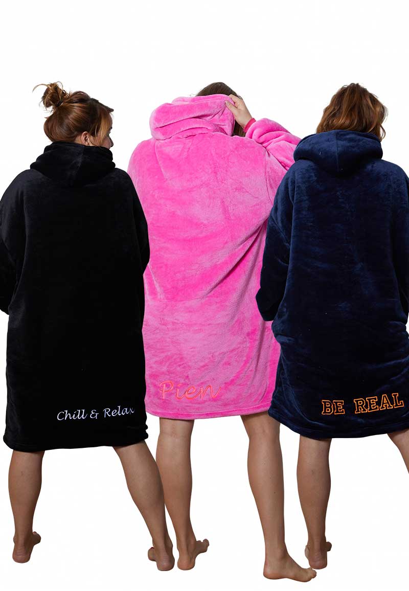 Badrock Snuggie met naam borduren - 4 kleuren-antraciet - Antraciet | Gr. One Size