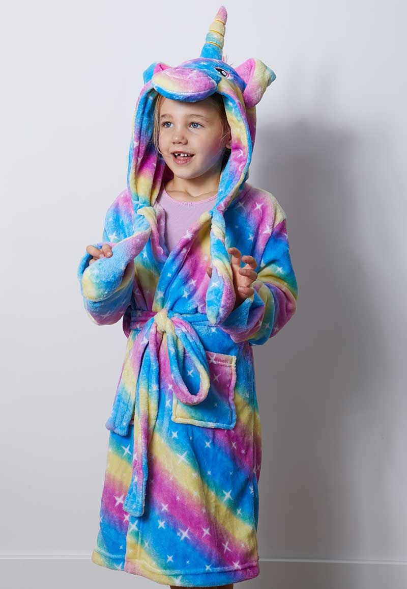 Badrock Unicorn kinderbadjas met capuchon -S (5-6 jaar) - Gr. S (5-6 jaar)